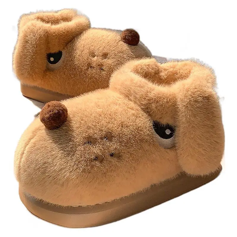 Cute Puppy Fluffy Cotton Slippers for Women Winter - Image 6