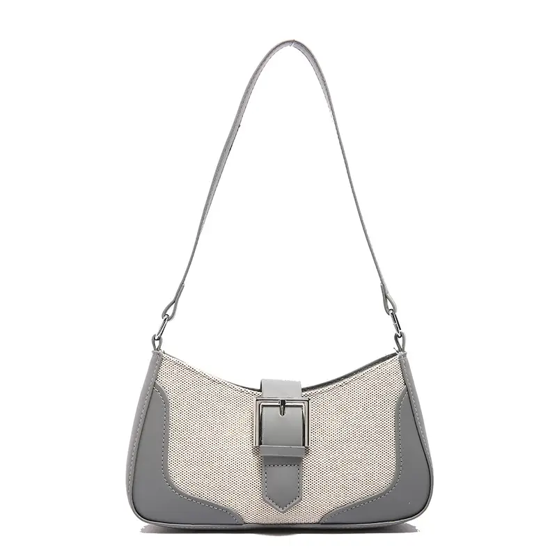 French Linen Shoulder Bag Grey Silver 2024 - Image 9