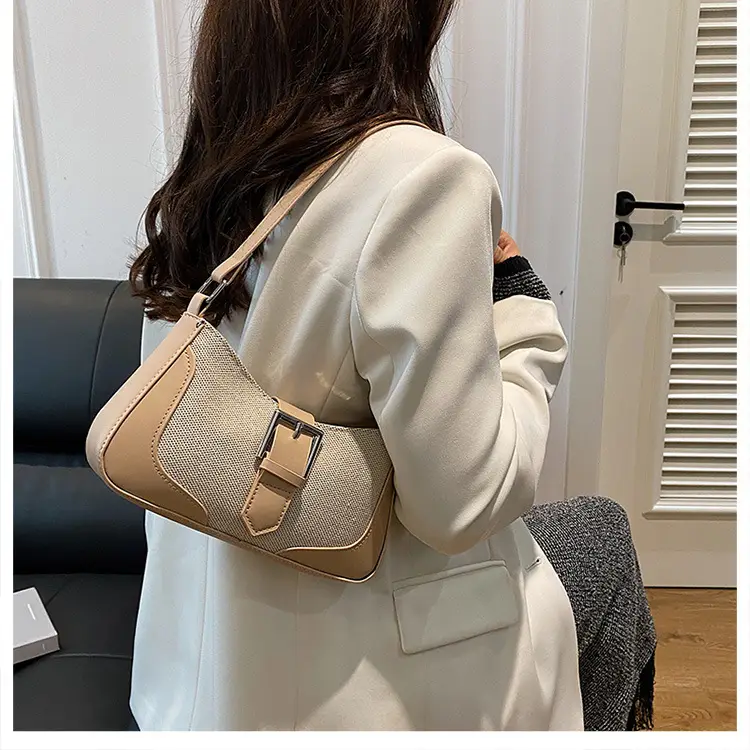 French Linen Shoulder Bag Grey Silver 2024 — feature 16