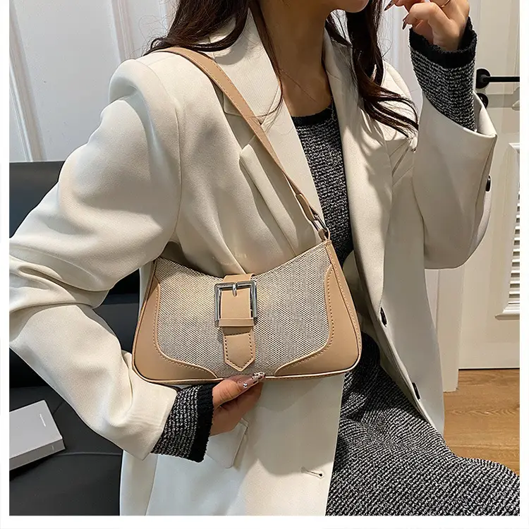 French Linen Shoulder Bag Grey Silver 2024 — feature 17
