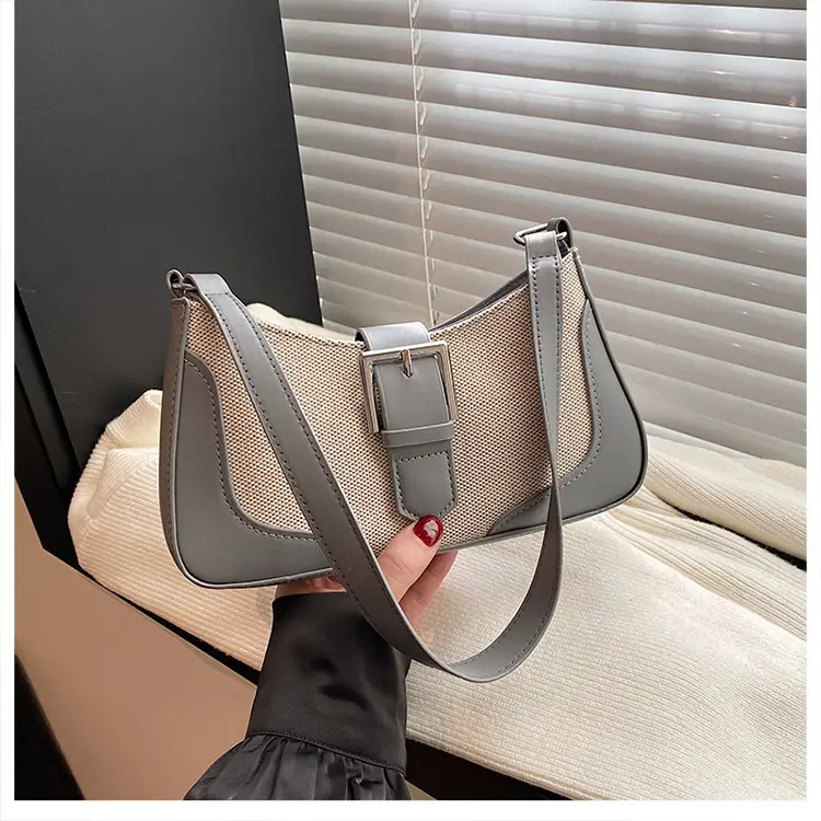 French Linen Shoulder Bag Grey Silver 2024 — feature 22