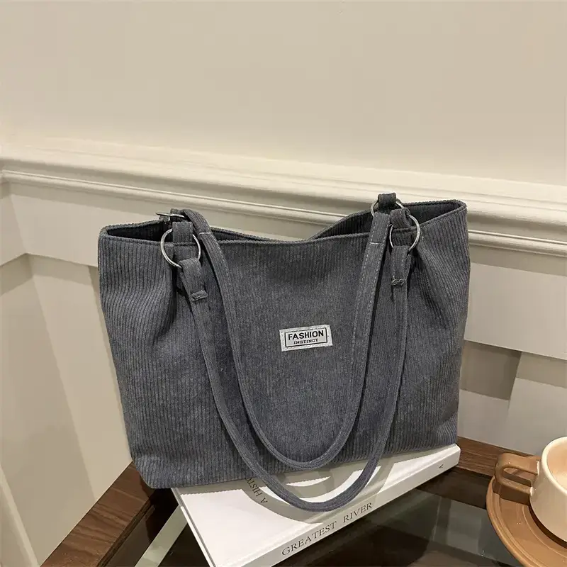 Corduroy Women's Large Shoulder Bag Brown 2024
