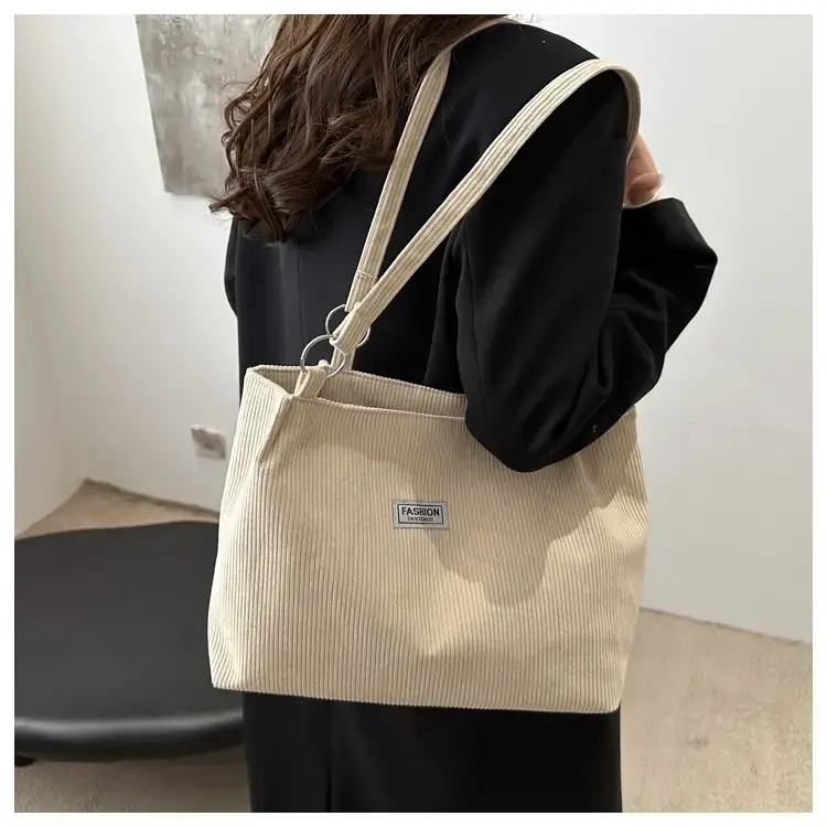 Corduroy Women's Large Shoulder Bag Brown 2024 — feature 10