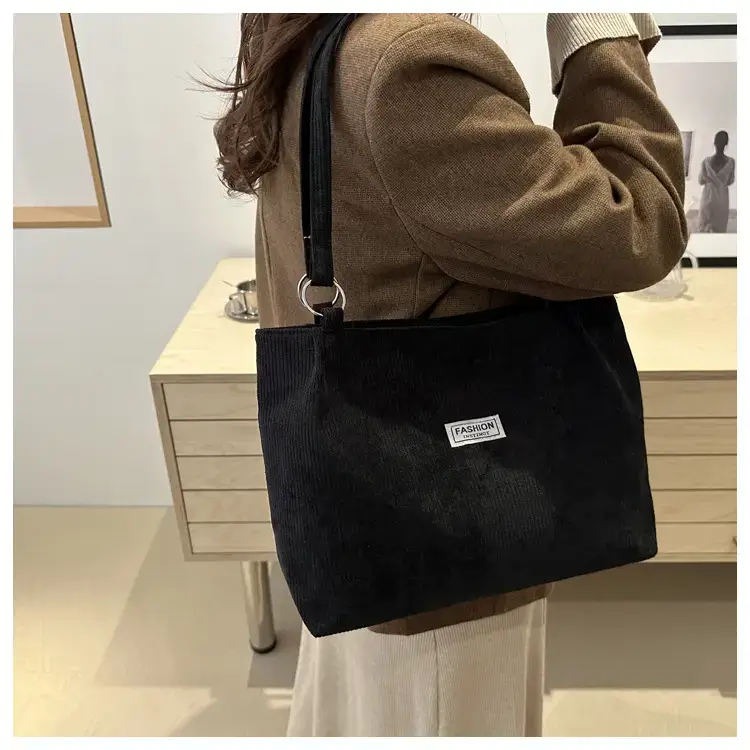 Corduroy Women's Large Shoulder Bag Brown 2024 — feature 19