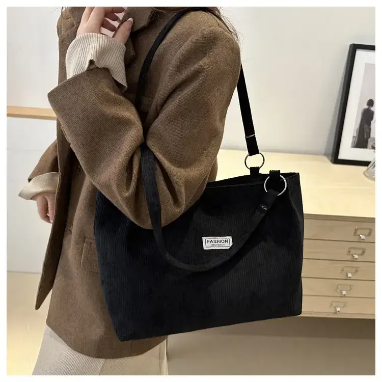 Corduroy Women's Large Shoulder Bag Brown 2024 — feature 21