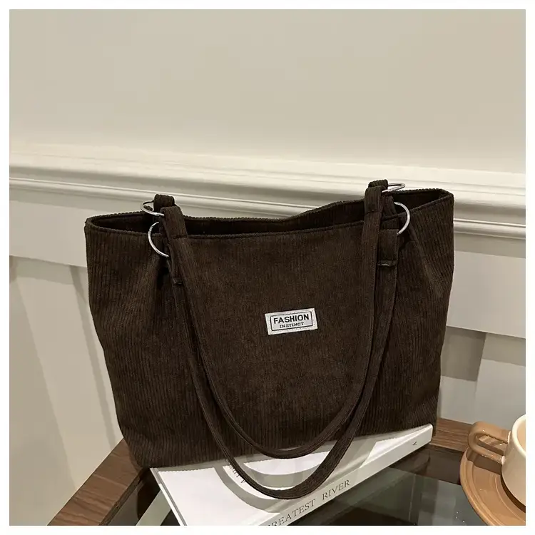 Corduroy Women's Large Shoulder Bag Brown 2024 — feature 24