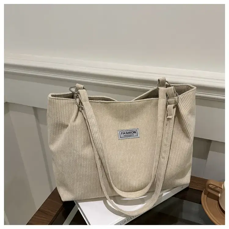 Corduroy Women's Large Shoulder Bag Brown 2024 — feature 25