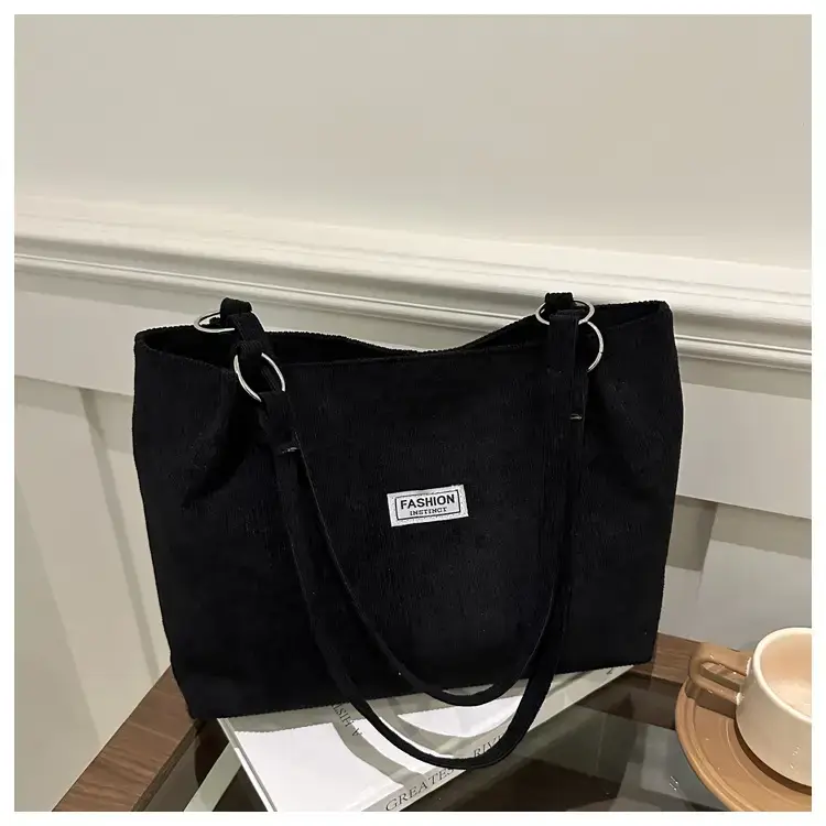 Corduroy Women's Large Shoulder Bag Brown 2024 — feature 26