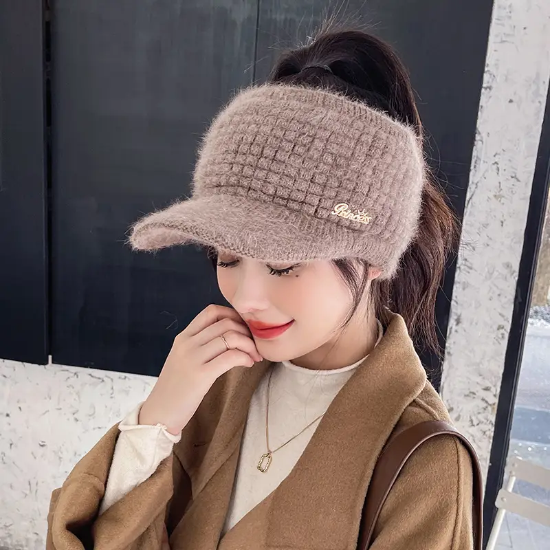 Grey Wool Knitted Hat for Women Winter Warm - Image 9