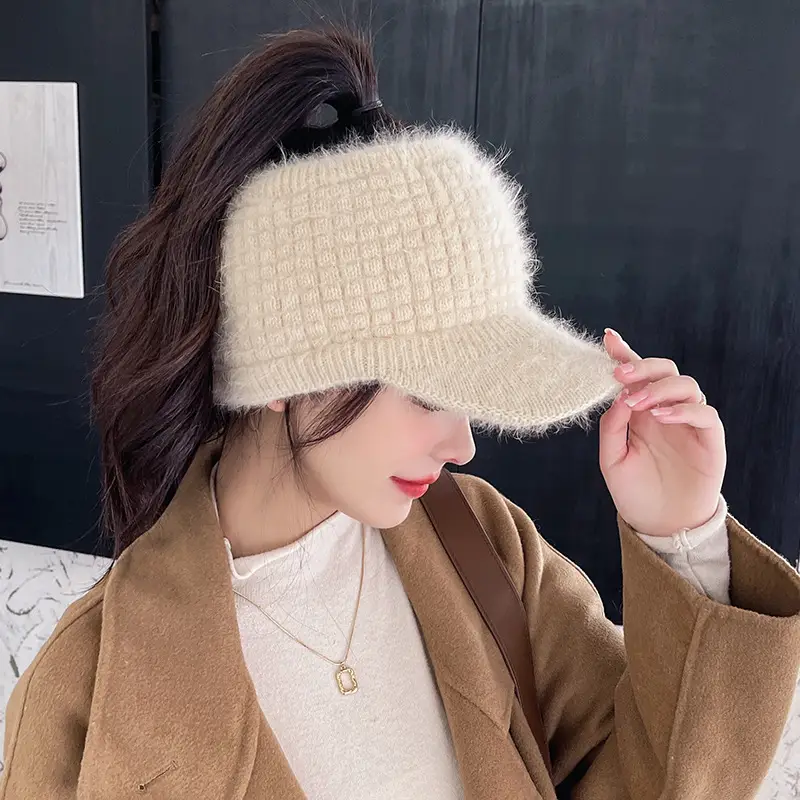 Grey Wool Knitted Hat for Women Winter Warm - Image 10