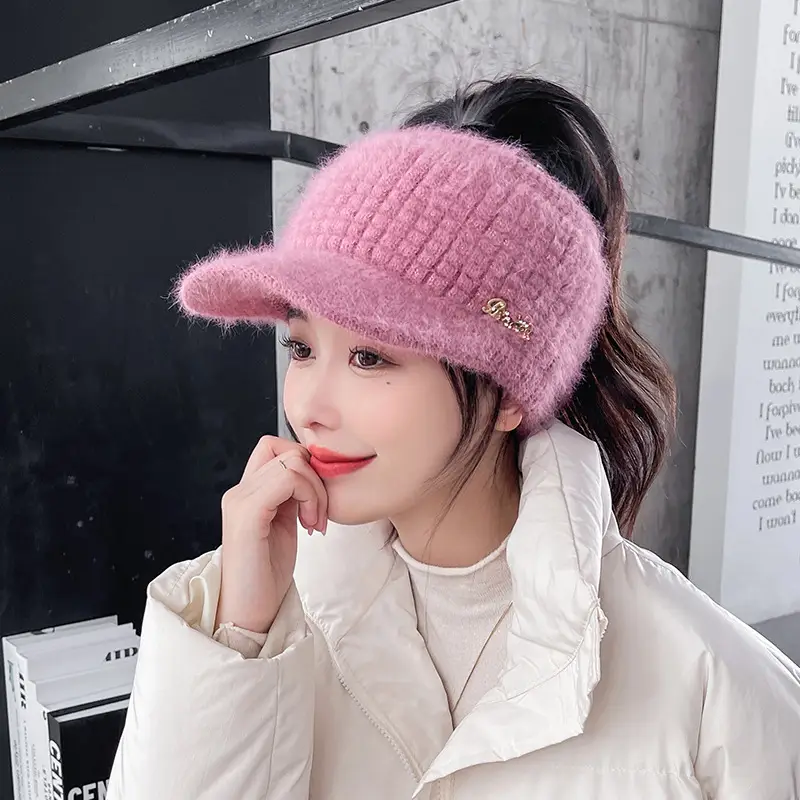 Grey Wool Knitted Hat for Women Winter Warm - Image 11