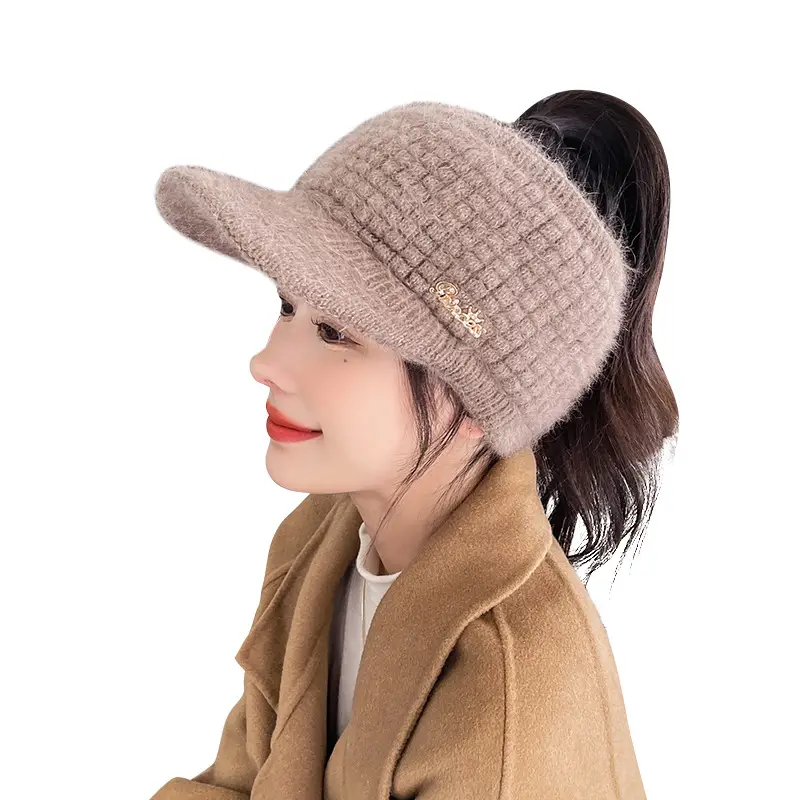 Grey Wool Knitted Hat for Women Winter Warm - Image 13