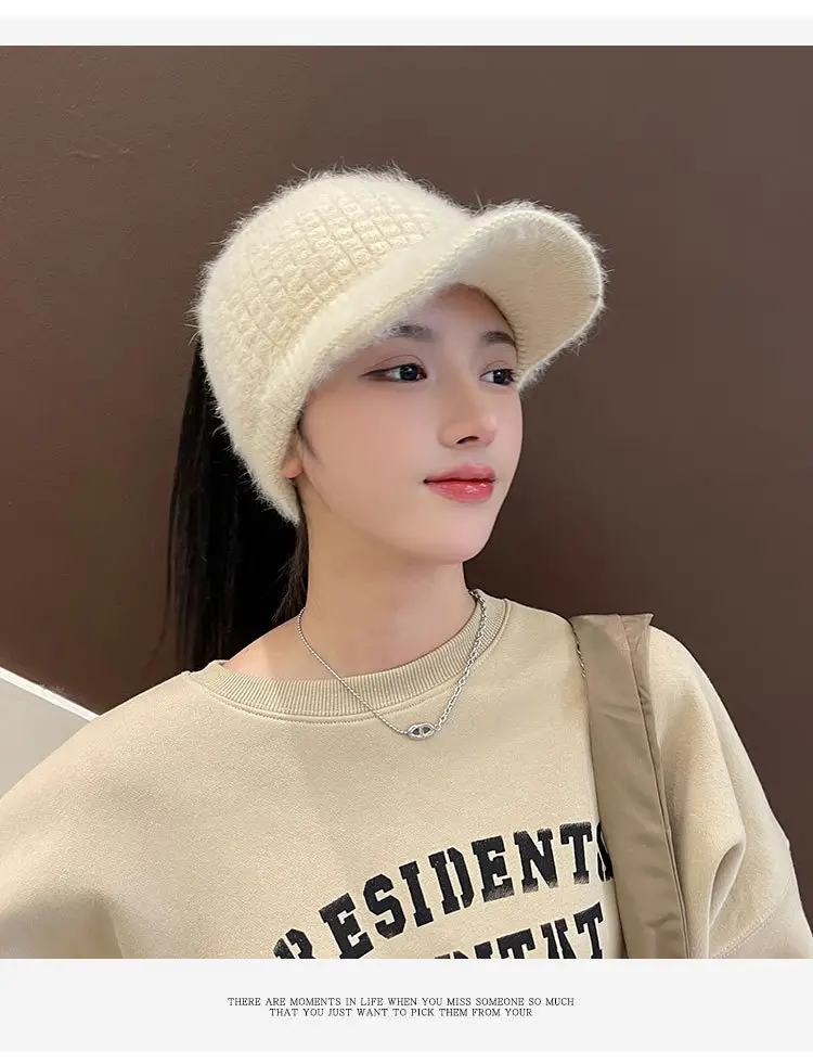 Grey Wool Knitted Hat for Women Winter Warm — feature 10