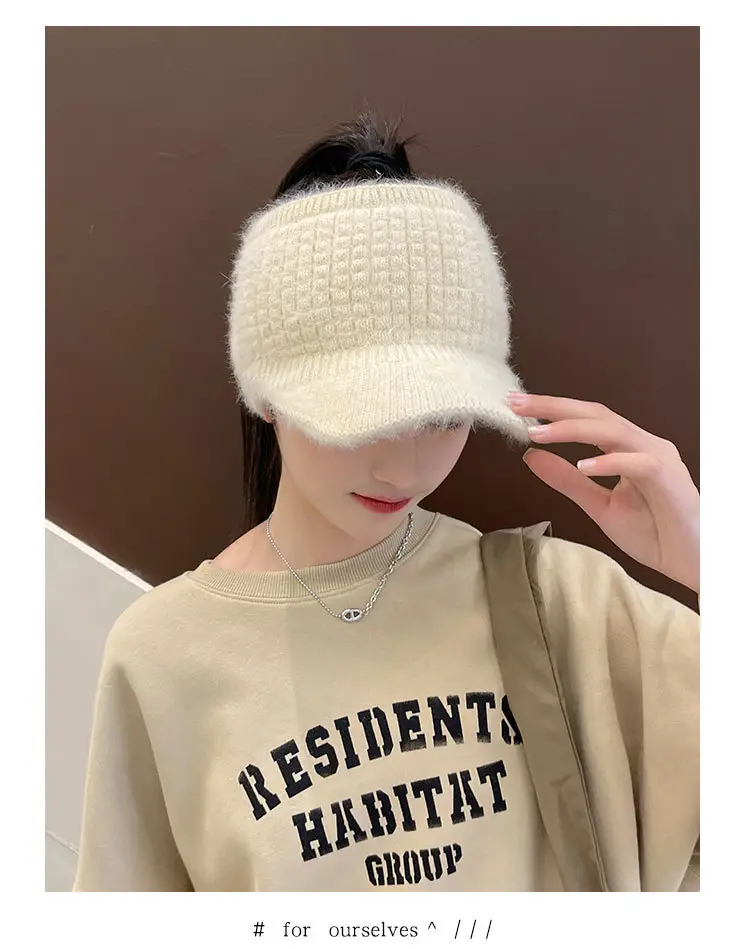 Grey Wool Knitted Hat for Women Winter Warm — feature 11