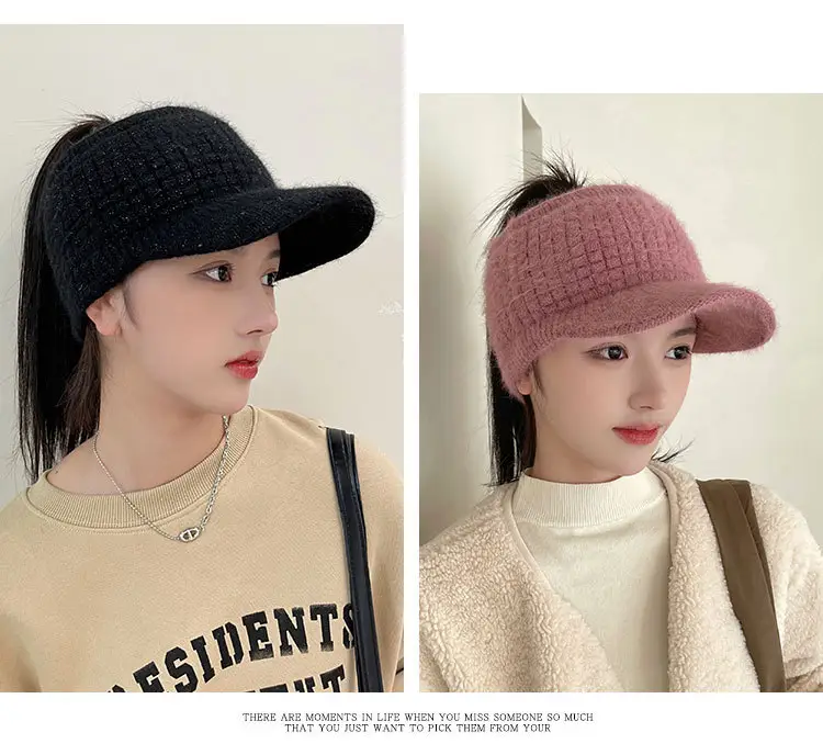 Grey Wool Knitted Hat for Women Winter Warm — feature 12