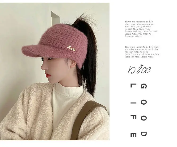 Grey Wool Knitted Hat for Women Winter Warm — feature 14