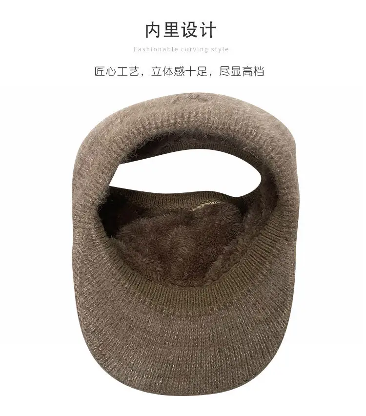Grey Wool Knitted Hat for Women Winter Warm — feature 6