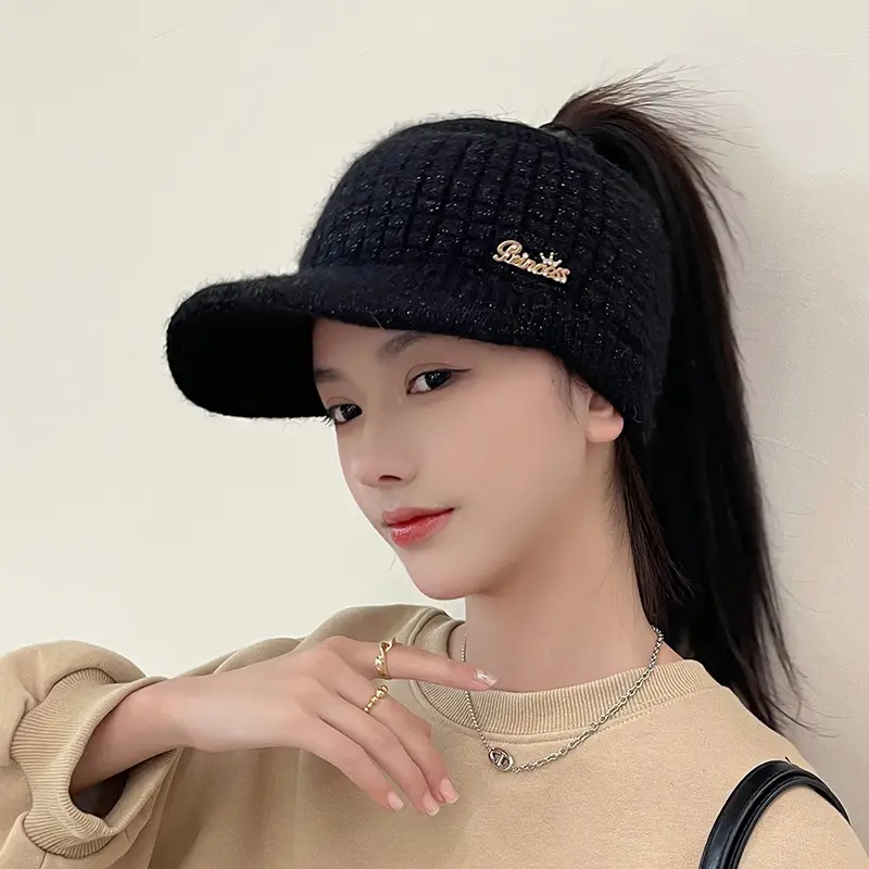 Grey Wool Knitted Hat for Women Winter Warm - Image 2