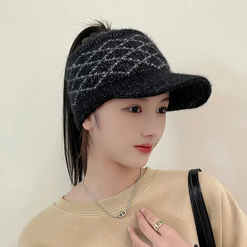 Grey Wool Knitted Hat for Women Winter Warm - Image 7