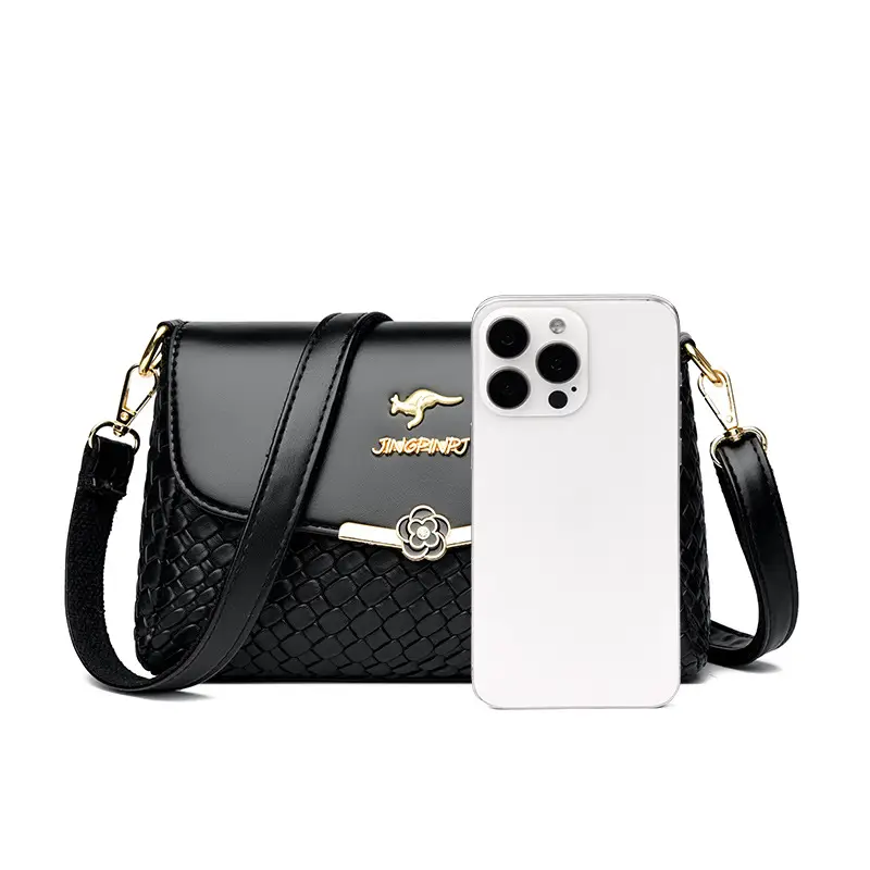 Black Woven Crossbody Bag for Women - Image 7