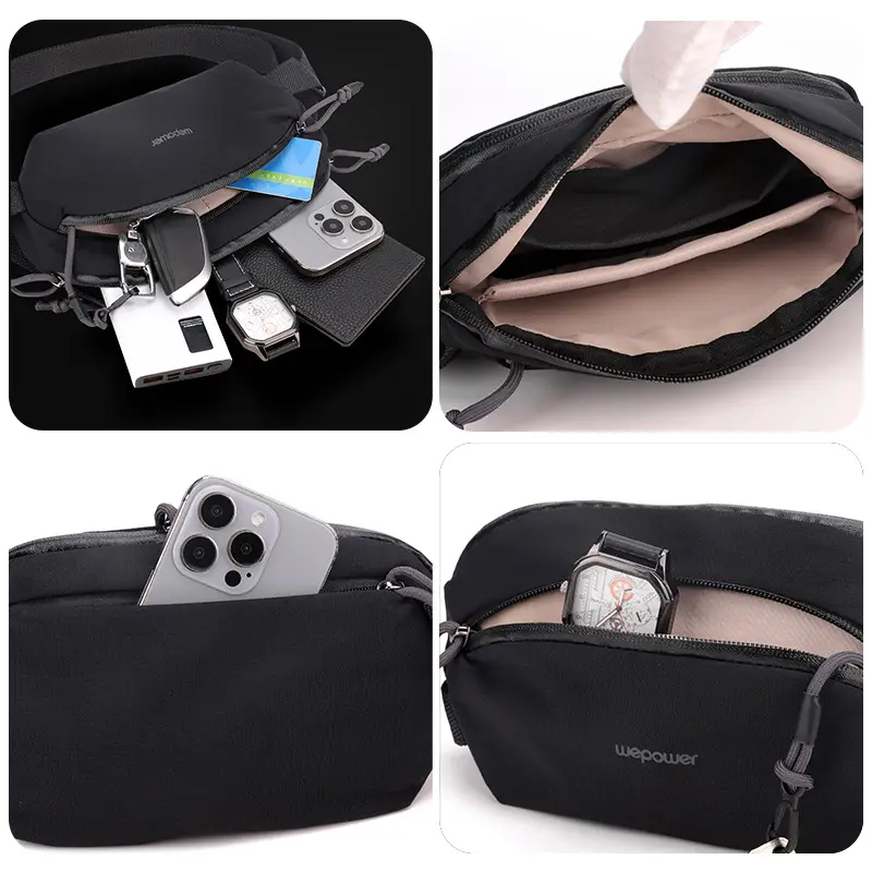 Men's Black Personalized Sports Satchel Waist Bag - Image 9