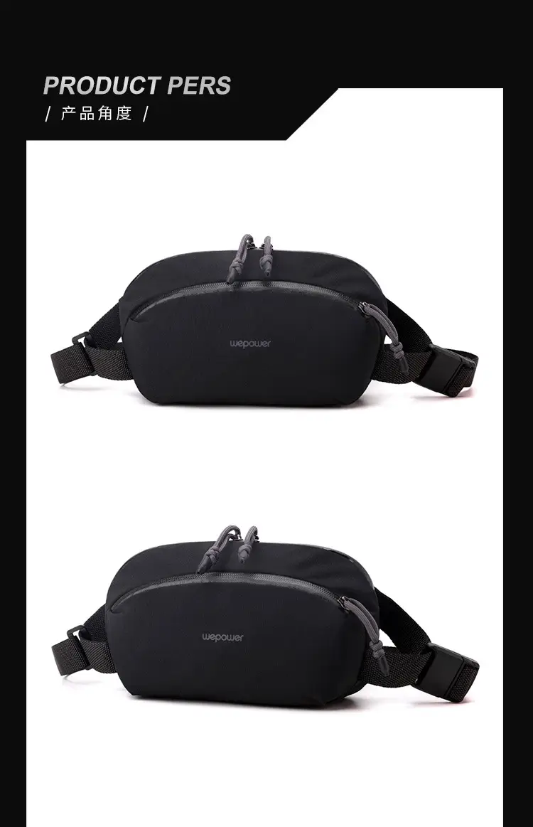 Men's Black Personalized Sports Satchel Waist Bag — feature 23