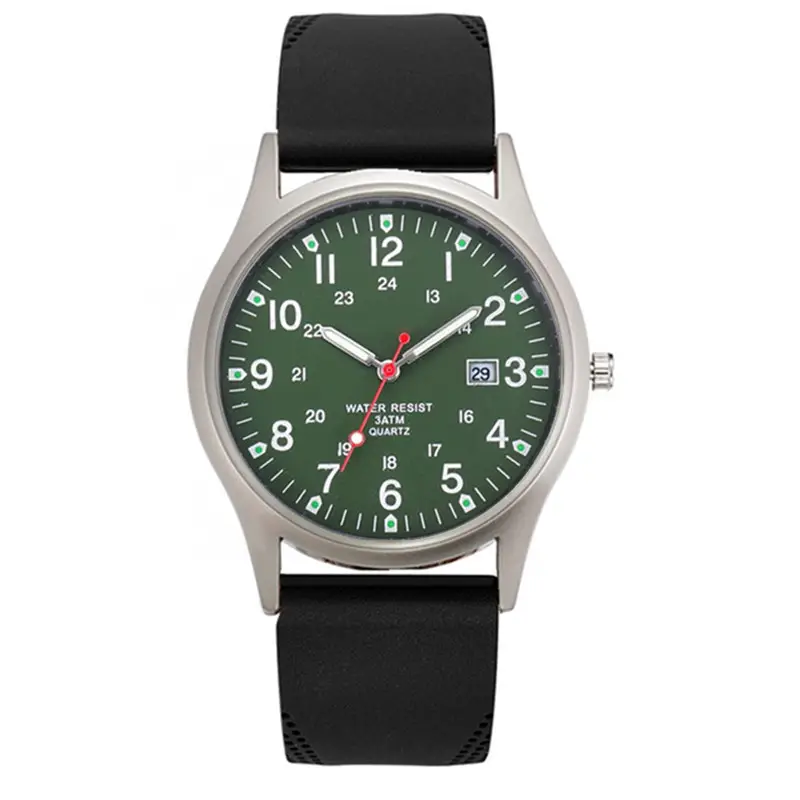 Men's Green Silicone Sports Watch with Quartz Movement