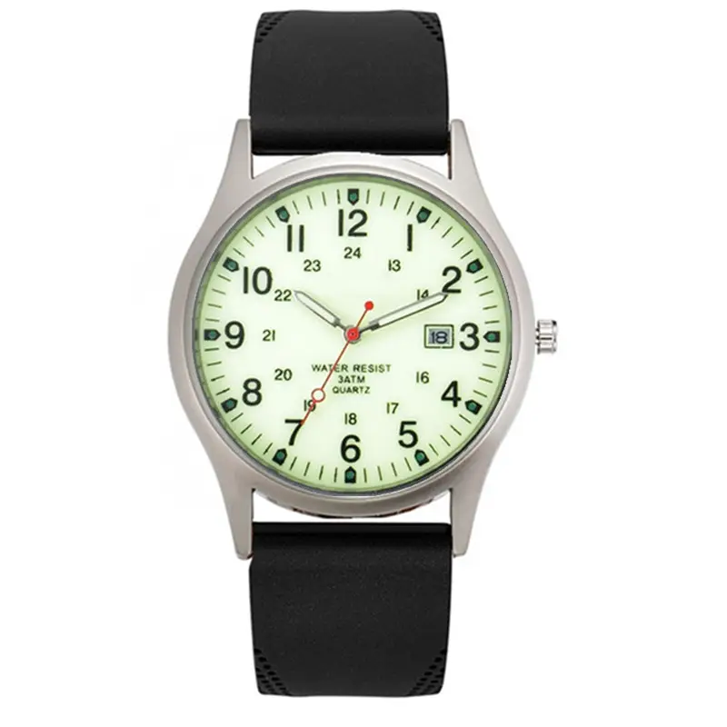 Men's Green Silicone Sports Watch with Quartz Movement