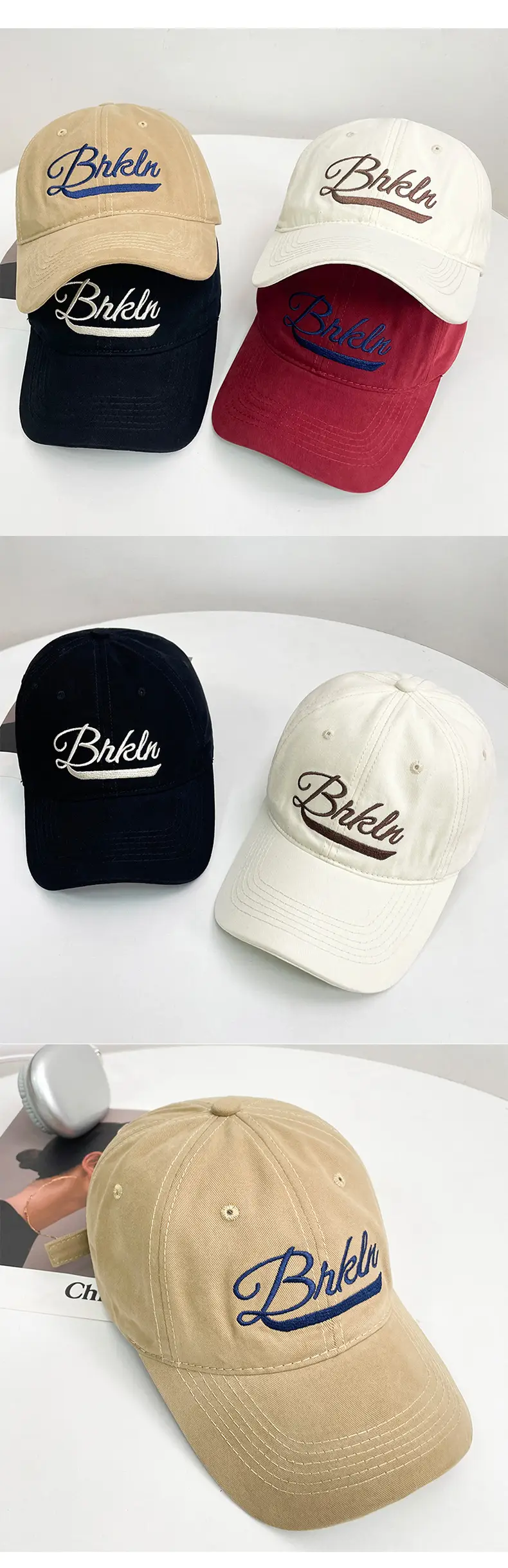 American Retro Embroidered Baseball Hat Men Women Wide Brim Soft Top — feature 18