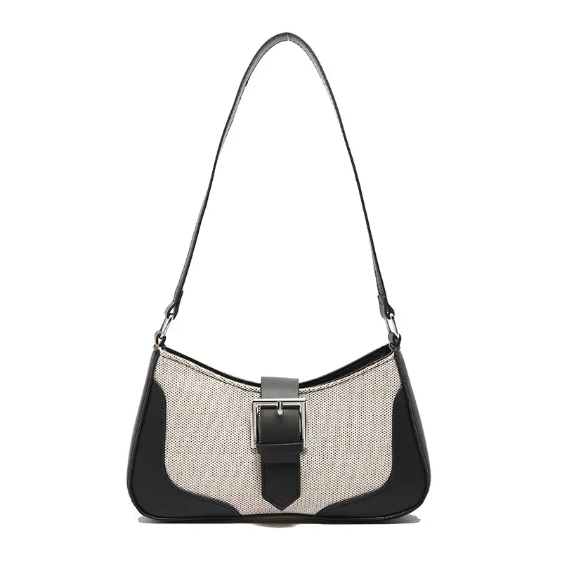 Women's Grey Beige Shoulder Bag with Adjustable Strap - Image 9
