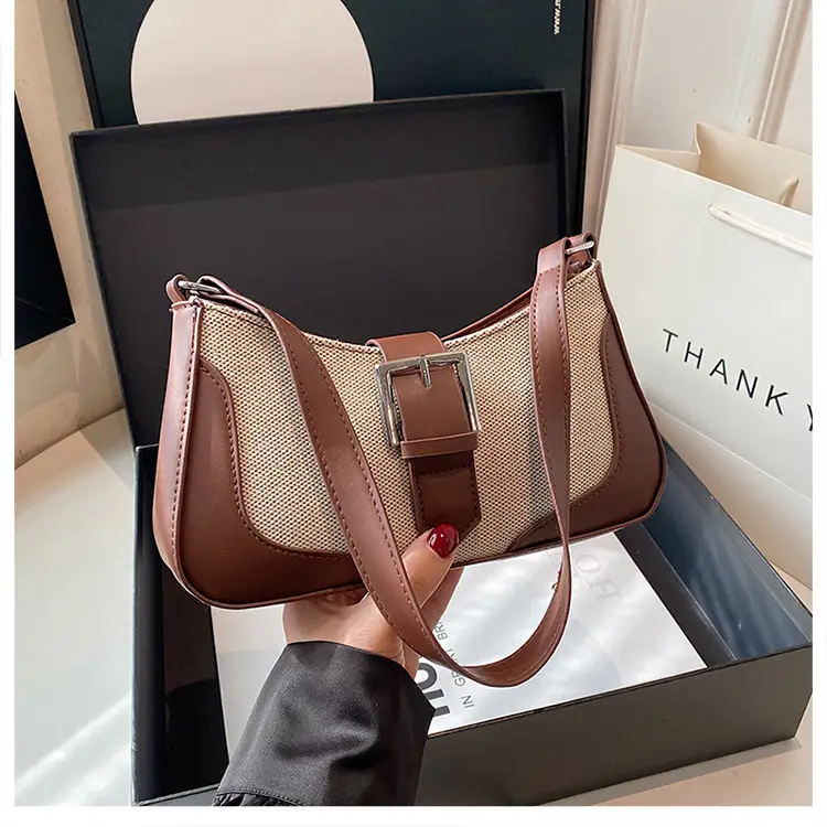 Women's Grey Beige Shoulder Bag with Adjustable Strap — feature 21