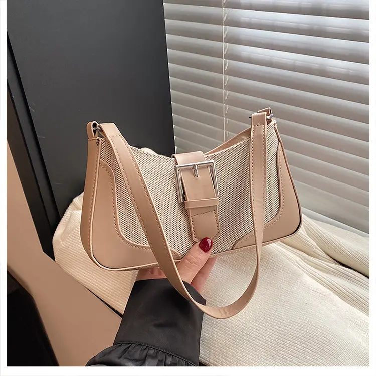 Women's Grey Beige Shoulder Bag with Adjustable Strap — feature 23