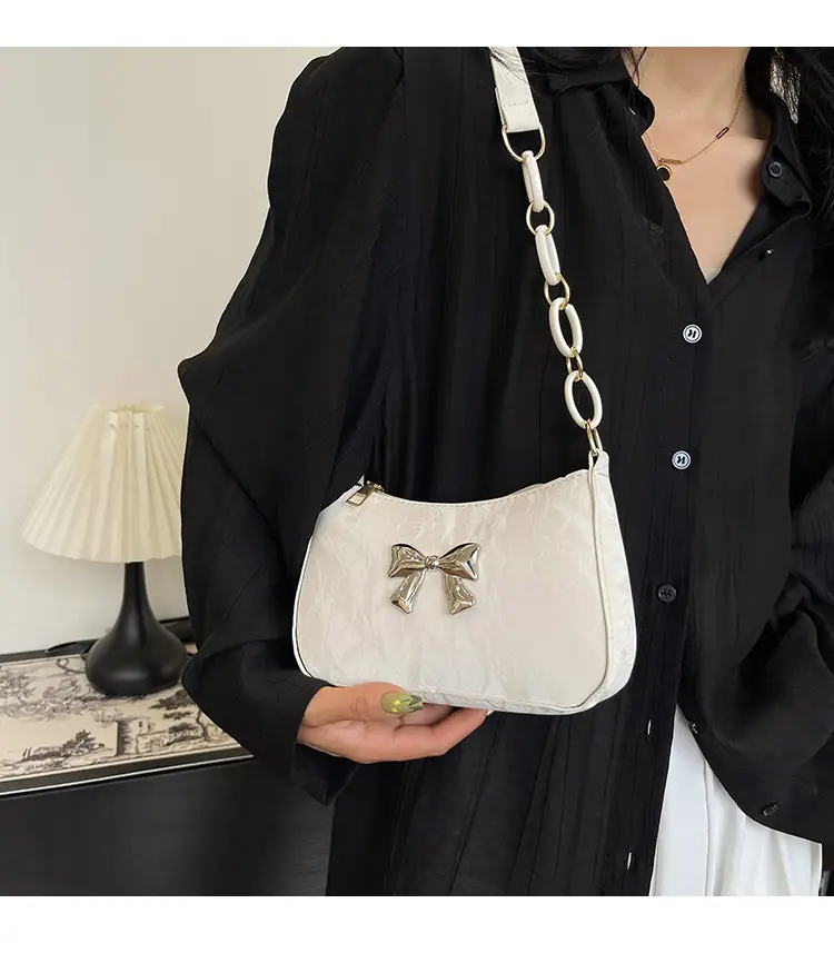 Black Bow Shoulder Bag for Women 2025 Spring — feature 1