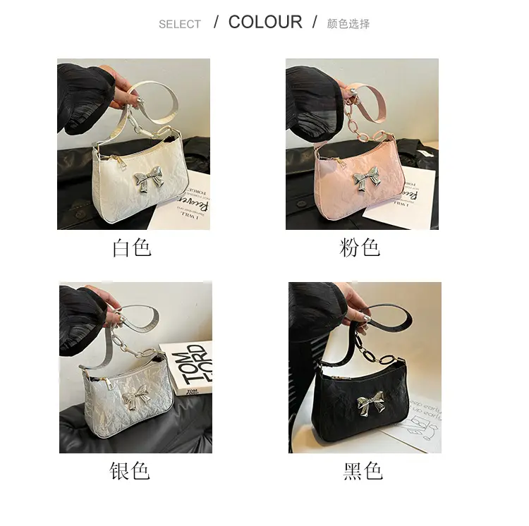 Black Bow Shoulder Bag for Women 2025 Spring — feature 3