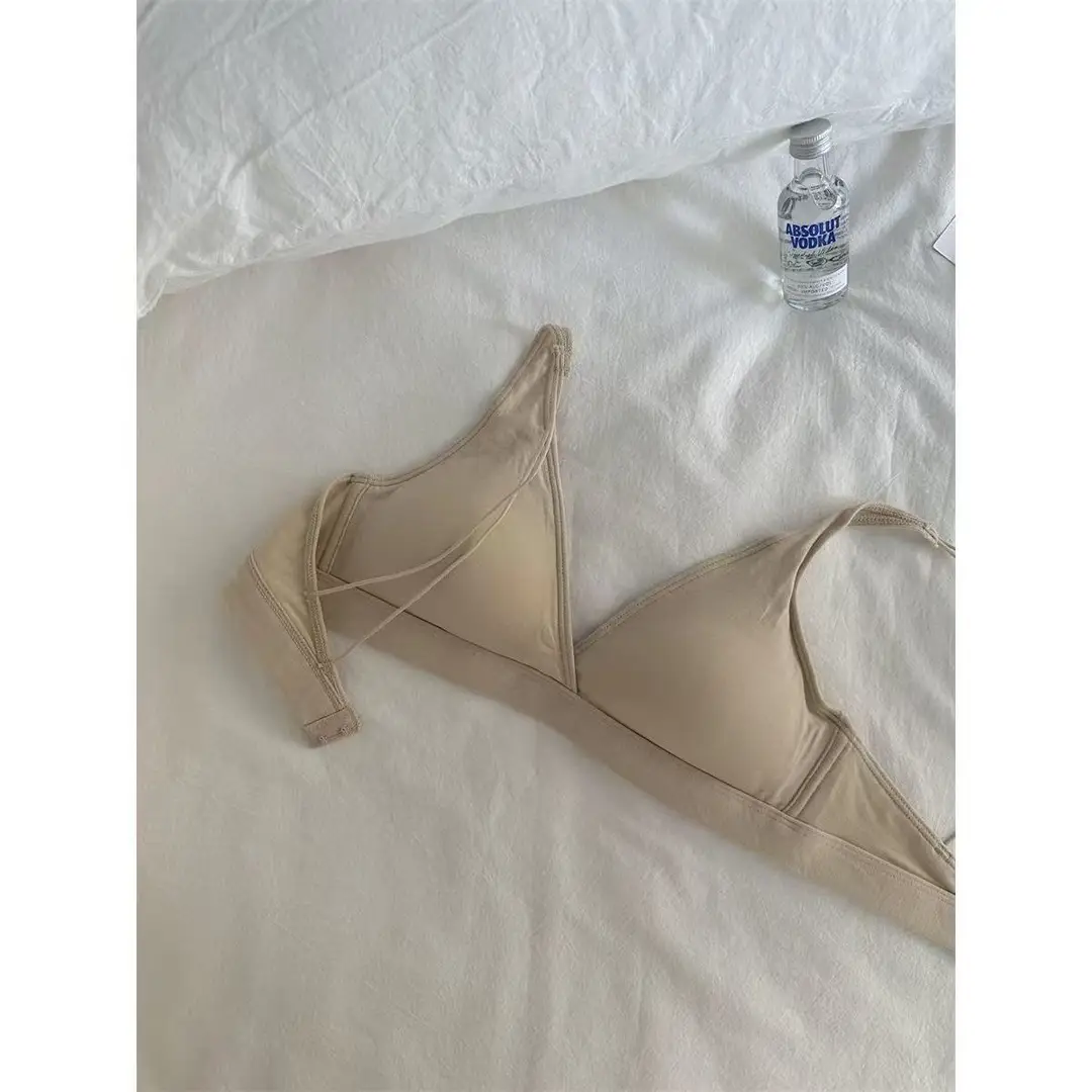 French Triangle Cup Large Chest Small Comfortable No Steel Rings Small Chest Not Empty Cup Flat Chest Special Thin Naked Underwear — feature 12