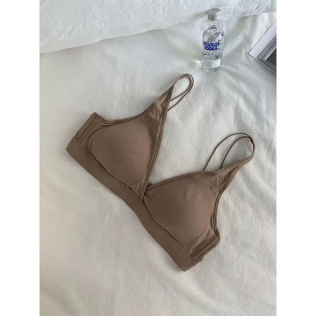 French Triangle Cup Large Chest Small Comfortable No Steel Rings Small Chest Not Empty Cup Flat Chest Special Thin Naked Underwear — feature 13