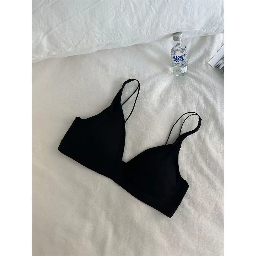 French Triangle Cup Large Chest Small Comfortable No Steel Rings Small Chest Not Empty Cup Flat Chest Special Thin Naked Underwear