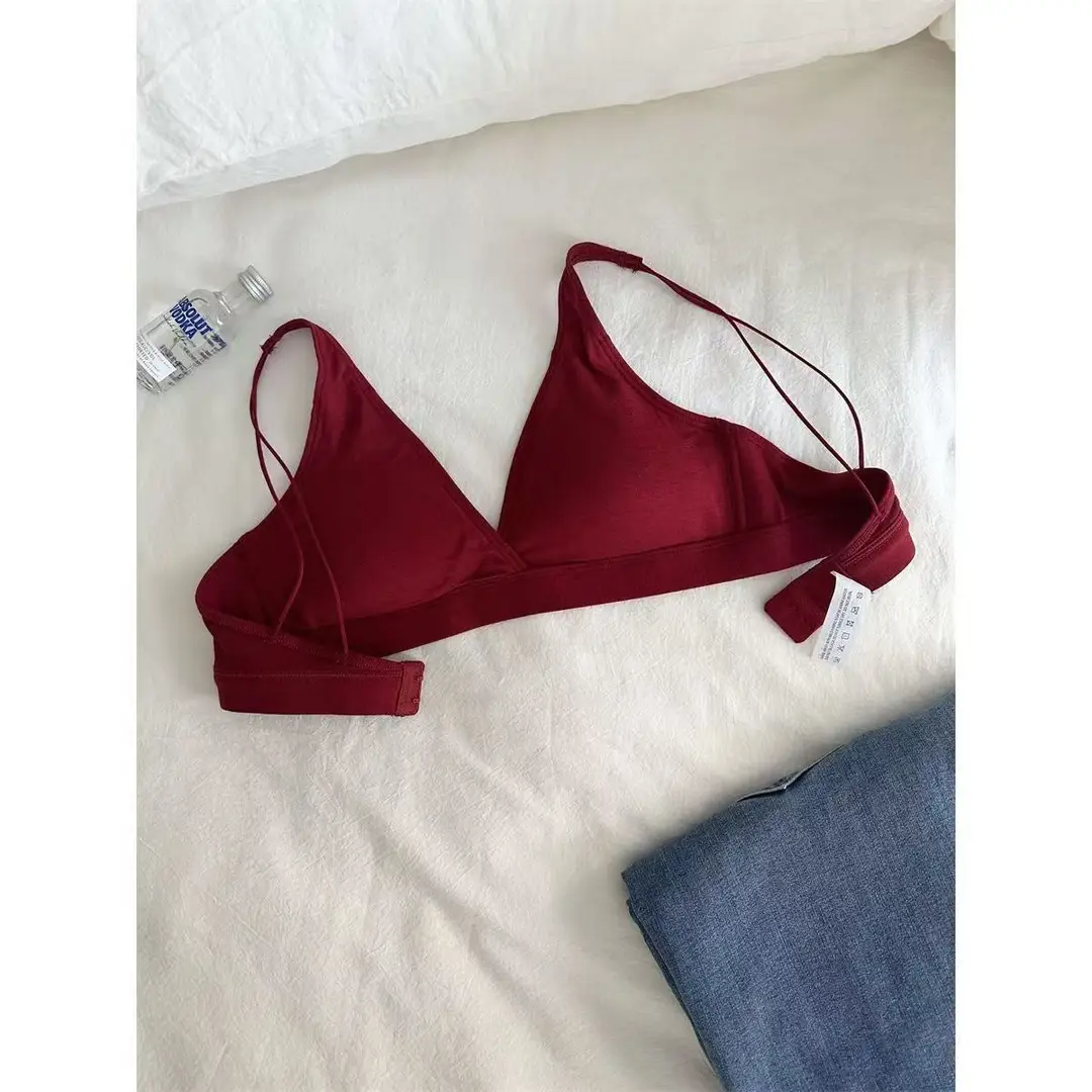French Triangle Cup Large Chest Small Comfortable No Steel Rings Small Chest Not Empty Cup Flat Chest Special Thin Naked Underwear