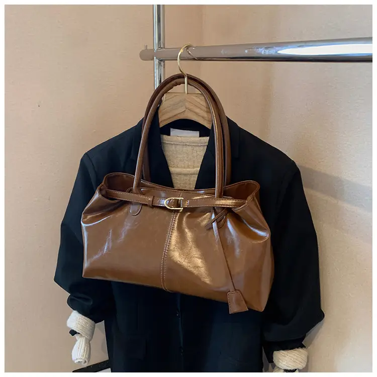 Women's Retro Brown Leather Commuter Tote Bag 2024 — feature 30