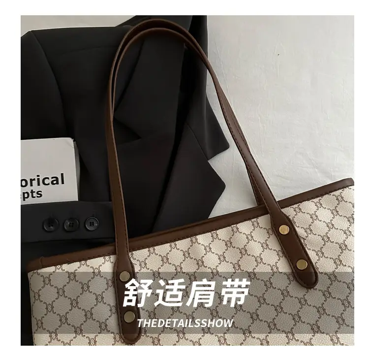 Women's Large Capacity Tote Bag with Brown Monogram Pattern — feature 7