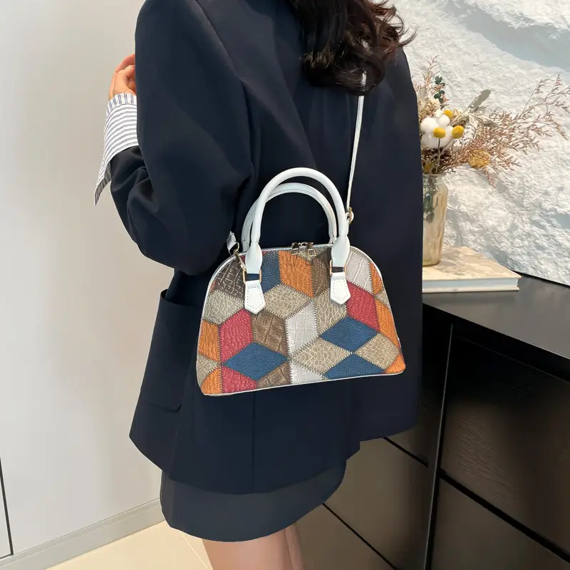 Women's 2024 Texture Crossbody Bag Multi Color Stitched