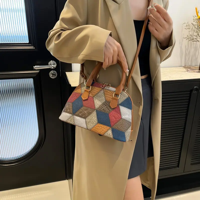 Women's 2024 Texture Crossbody Bag Multi Color Stitched