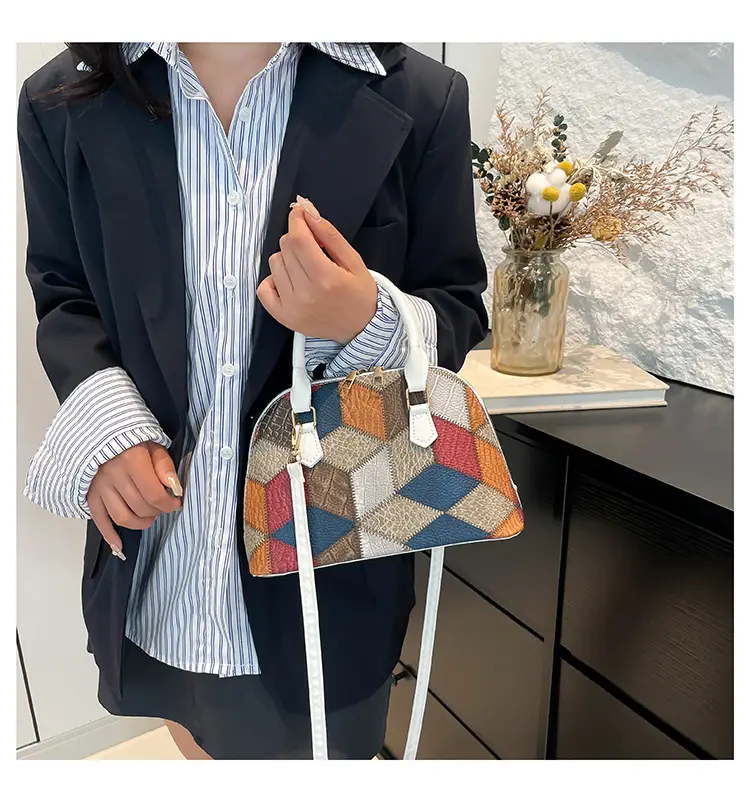 Women's 2024 Texture Crossbody Bag Multi Color Stitched — feature 11