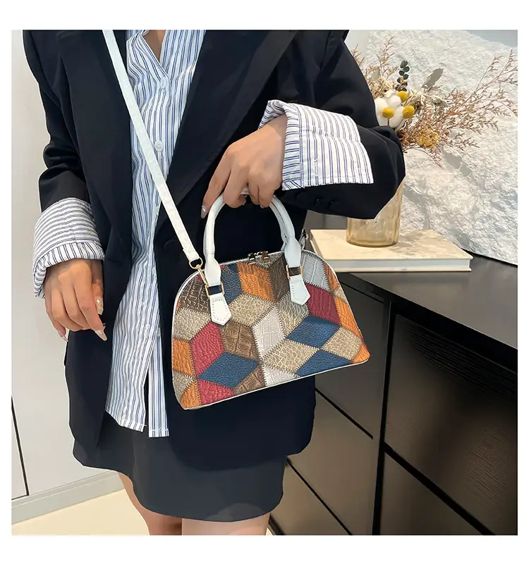 Women's 2024 Texture Crossbody Bag Multi Color Stitched — feature 12