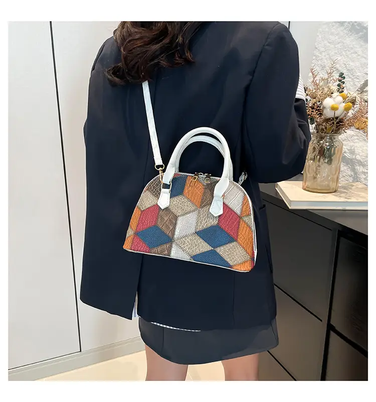 Women's 2024 Texture Crossbody Bag Multi Color Stitched — feature 13