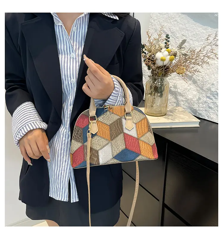 Women's 2024 Texture Crossbody Bag Multi Color Stitched — feature 14