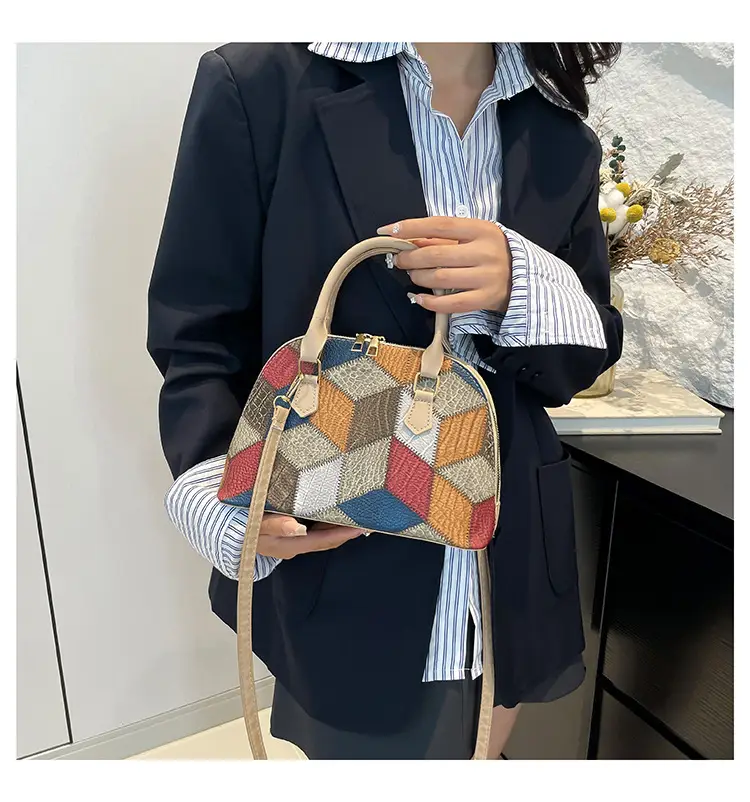 Women's 2024 Texture Crossbody Bag Multi Color Stitched — feature 15