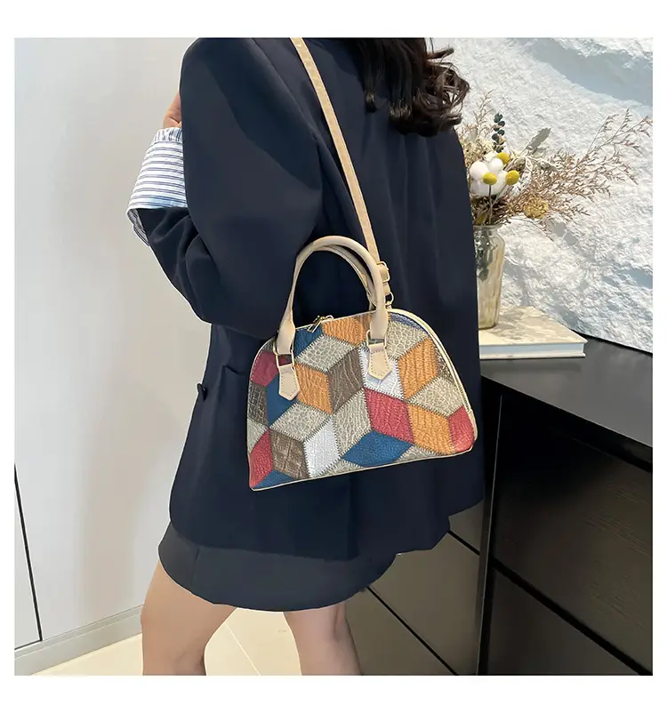 Women's 2024 Texture Crossbody Bag Multi Color Stitched — feature 16