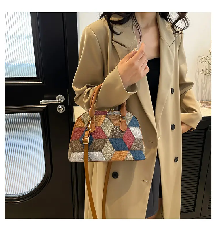 Women's 2024 Texture Crossbody Bag Multi Color Stitched — feature 20