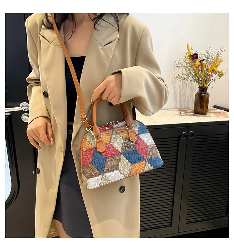 Women's 2024 Texture Crossbody Bag Multi Color Stitched — feature 21